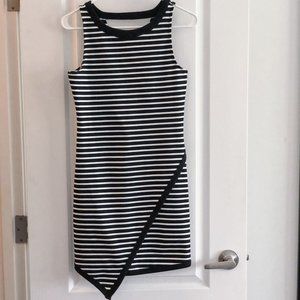 Boutique Fitted Striped Asymmetrical Dress